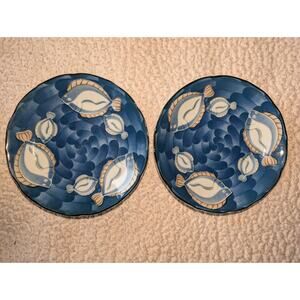 2 Japanese Fish Painted Small Plates Made in Japan